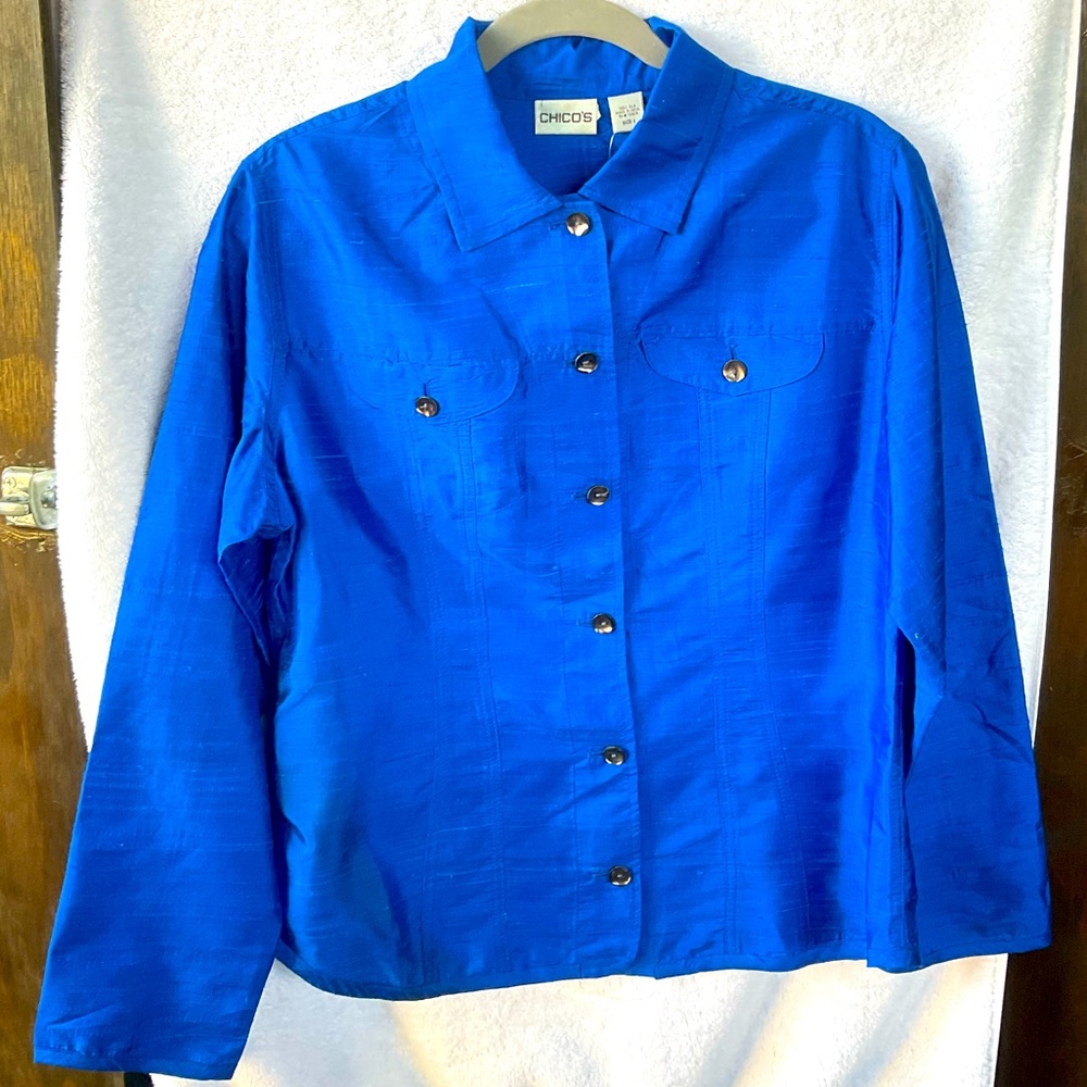 Chico’s Apparel Alicia Blouse Sep Cobalt Blue; NWT; M/8